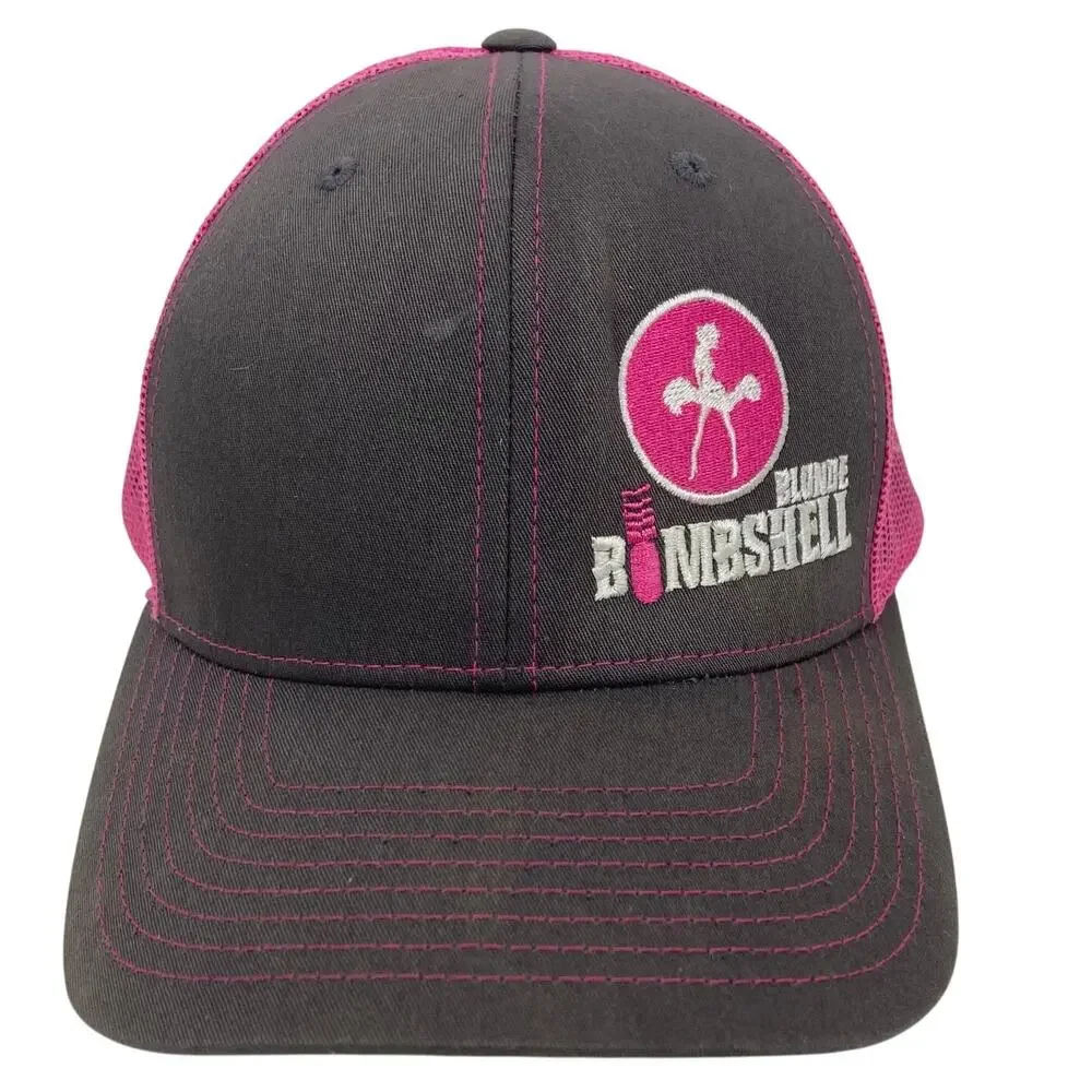 Blonde Bombshell Trucker Cap Women Hot Pink Gray Mesh Marilyn Monroe Silhouette